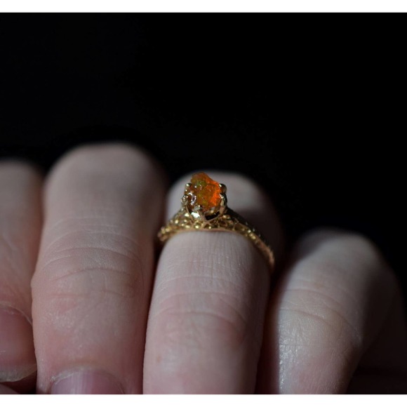Size 5 14k Gold Opal Ring, Raw Opal Engagement Ring, Solid Gold Engageme… - Picture 4 of 8